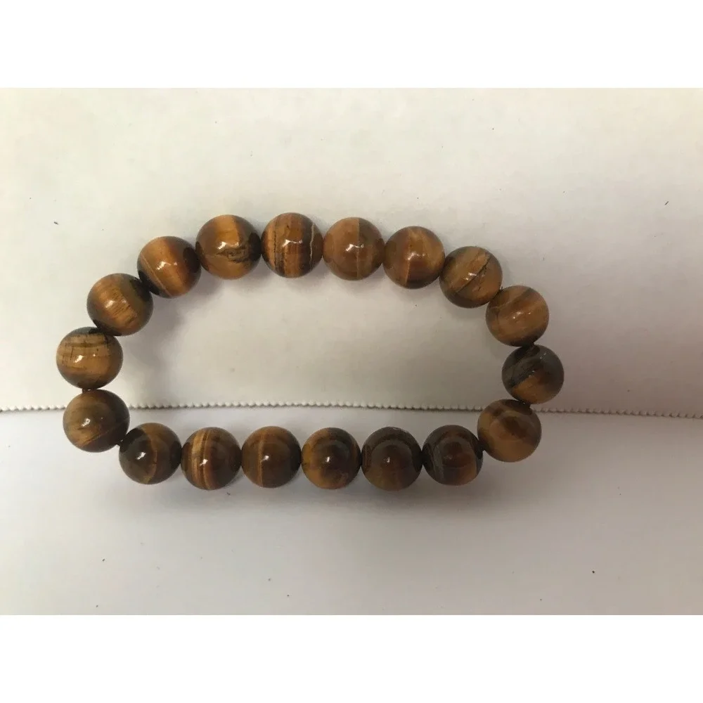 Bracelet‎ brown round natural glossy beads bangle Stretchy howlite earth tones